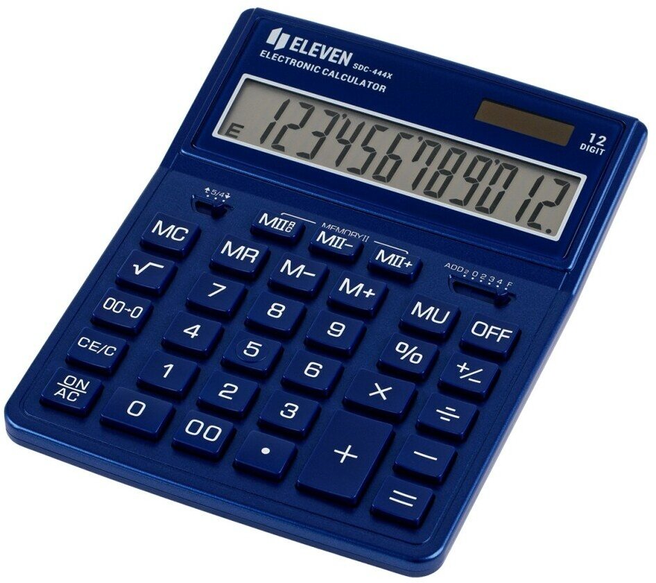 Калькулятор настольный Eleven SDC-444X-NV 12 разрядов двойное питание 155*204*33мм темно-синий
