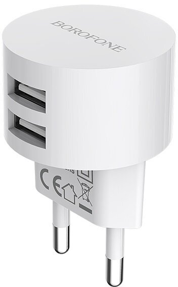 Сетевое зарядное устройство 2USB 2.4A с IC Borofone BA23A White — фото 1