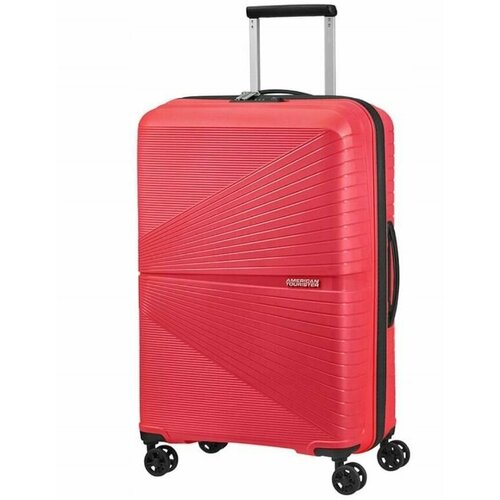 Чемодан American Tourister, полипропилен, водонепроницаемый, ребра жесткости, красный