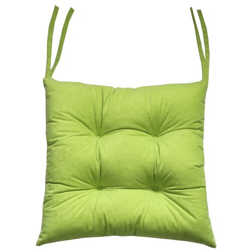 Подушка декоративная на стул MATEX VELOURS фисташковый с завязками, чехол не съемный, ткань велюр, 42х42 см
