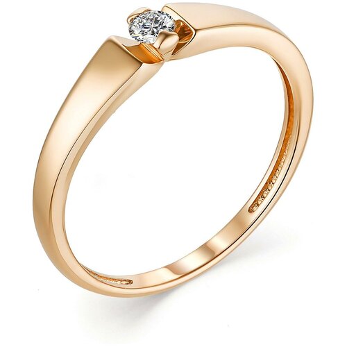 фото Алькор кольцо с 1 бриллиантом из красного золота 13225-100, размер 15.5