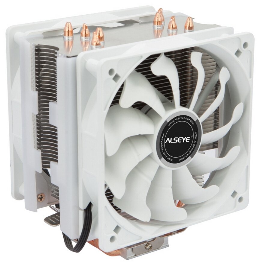 Вентилятор ALSEYE Universal, TDP 135W, 2x120FAN, 4 heat pipe, WHITE, PWM, RTL{20} (874265)