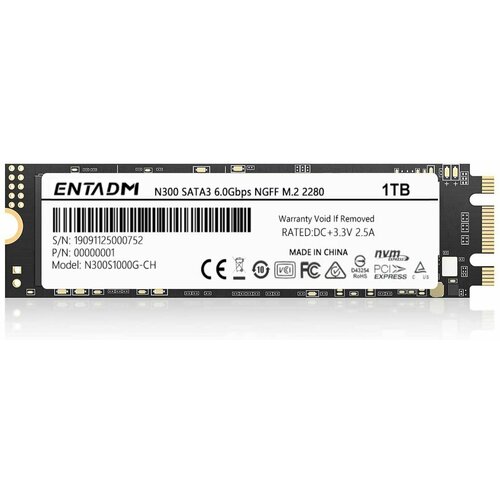 1 ТБ Внутренний SSD диск ENTADM N300 M.2 NGFF SATA3 6 Гб/с (N300S1000G-CH)