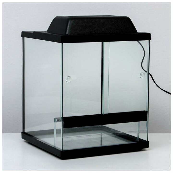 Пижон Террариум с раздвижными дверцами 30 л, черный 30 х 30 х 35 см - фотография № 1
