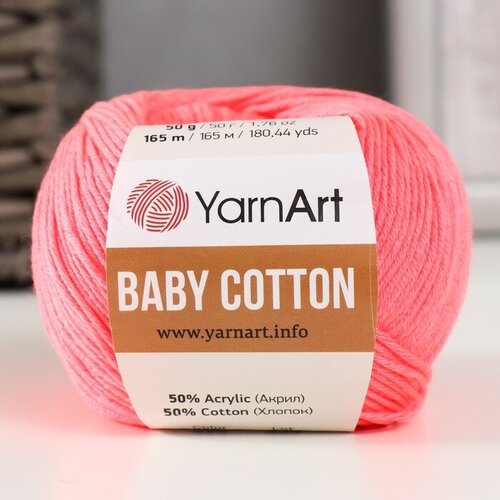 YarnArt Пряжа Baby cotton 50% акрил 50% хлопок 165м/50гр (424 яр. коралл)