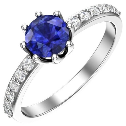 фото Pokrovsky серебряное кольцо с кварцем синтетическим сапфировым и бесцветными фианитами 1100752-03505, размер 17