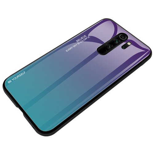 фото Чехол-бампер mypads для oneplus 6 стеклянный из закаленного стекла с эффектом градиент зеркальный блестящий переливающийся голубой