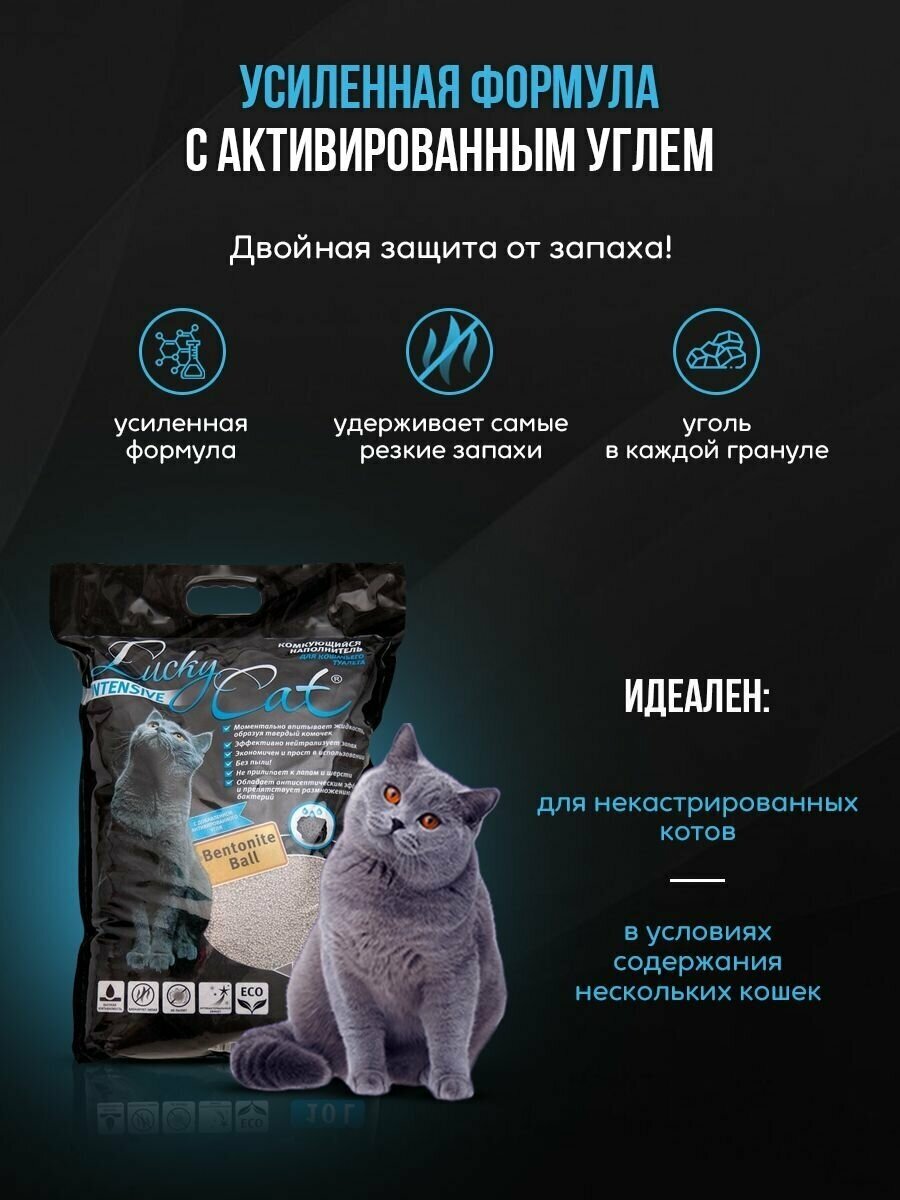 Наполнитель Lucky Cat/Лаки Кэт комкующийся с активированным углем для кошачьего туалета 10л/8кг, туалет для кошек - фотография № 2