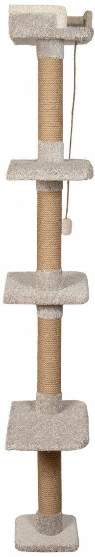 Высокая когтеточка для кошки столбик с лежанкой угловая "Прыгун" серый - фотография № 5