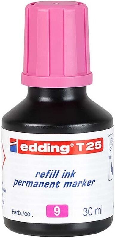 Чернила edding T25, для заправки, перманентные, флакон-капельница, 30 мл Розовый