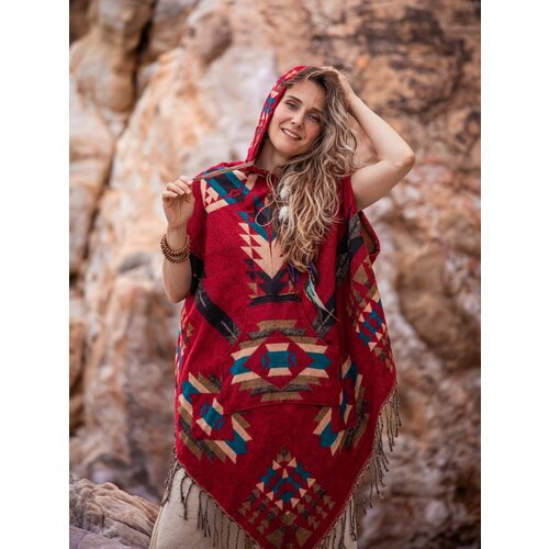 Пончо  Dikovina, размер one size, красный