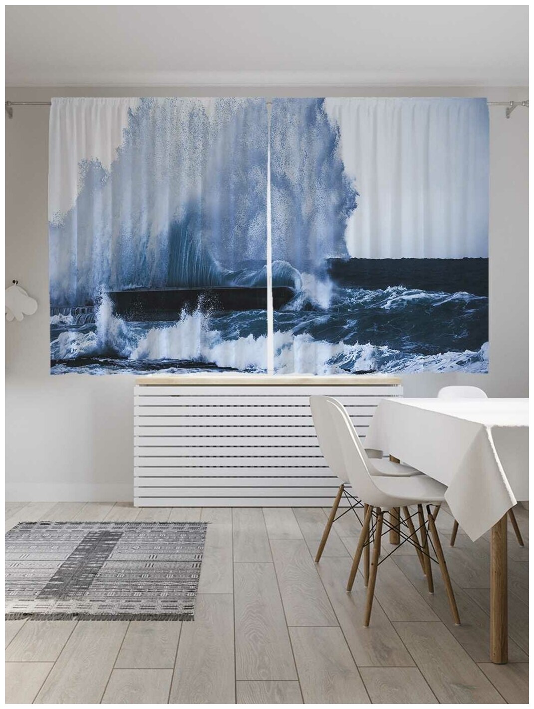 Классические шторы JoyArty "Шторм в океане", серия Oxford DeLux, 2 полотна 145x180 см