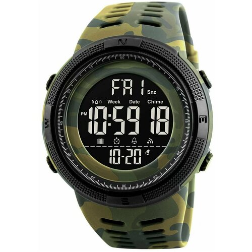 фото Часы мужские skmei 1251, водонепроницаемые, цвет зеленый милитари. часы электронные.