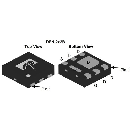 Микросхема AON2407 P-Channel MOSFET 30V 6.3A DFN2X2B