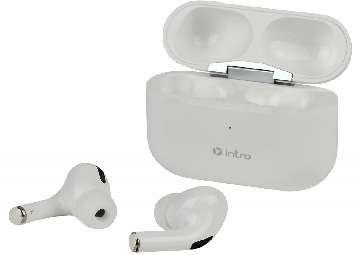 Intro BI1800W Plus Bluetooth-гарнитура сенсорная ultra slim, с зар. кейсом, белая (120/1440)