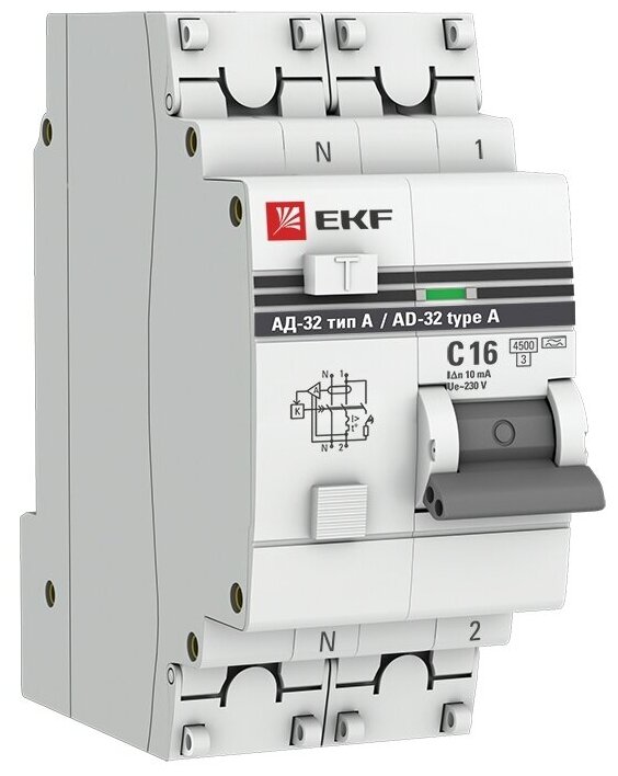 фото Дифференциальный автомат EKF АД-32 тип А 2П C 4.5 кА A электронный