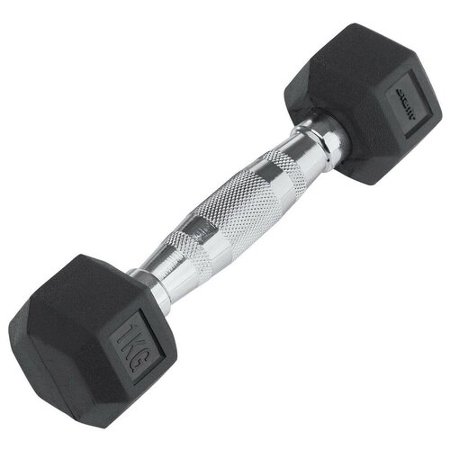 гантель обрезиненная starfit db 301 3 кг черная Гантель гексагональная STARFIT DB-301 1 кг, обрезиненная