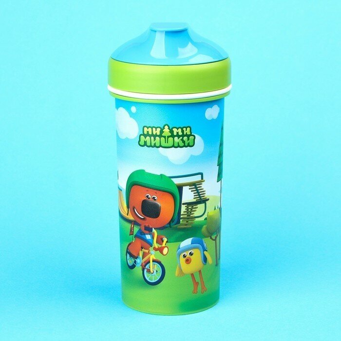 Бутылка детская «Ми-Ми-Мишки» с петлей, 400 мл, цвет зеленый