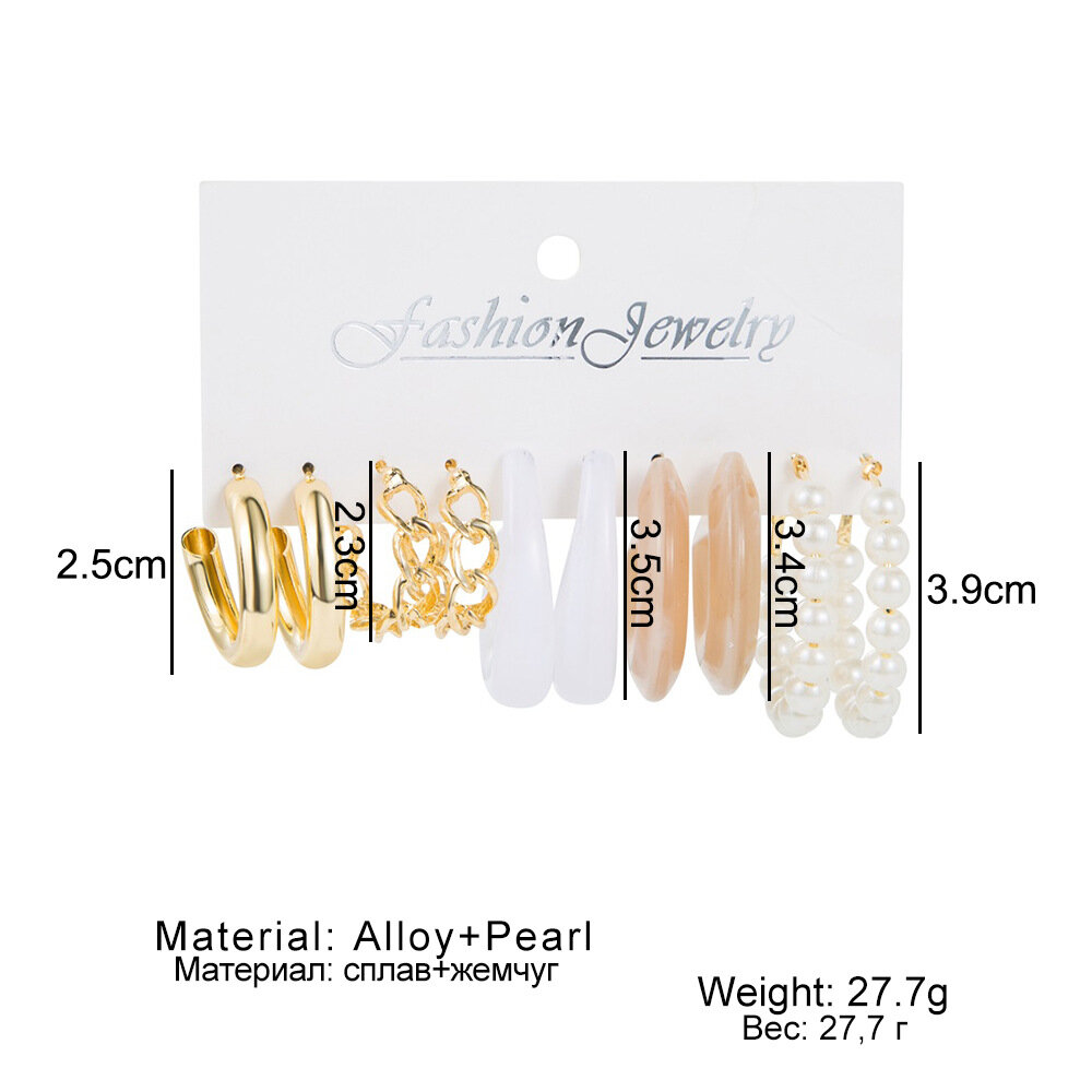 Серьги конго Fashion jewelry, жемчуг имитация, золотой, бежевый, белый — фото 1