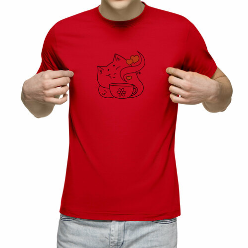 Футболка Us Basic, размер 2XL, красный мужская футболка влюбленный кот s черный