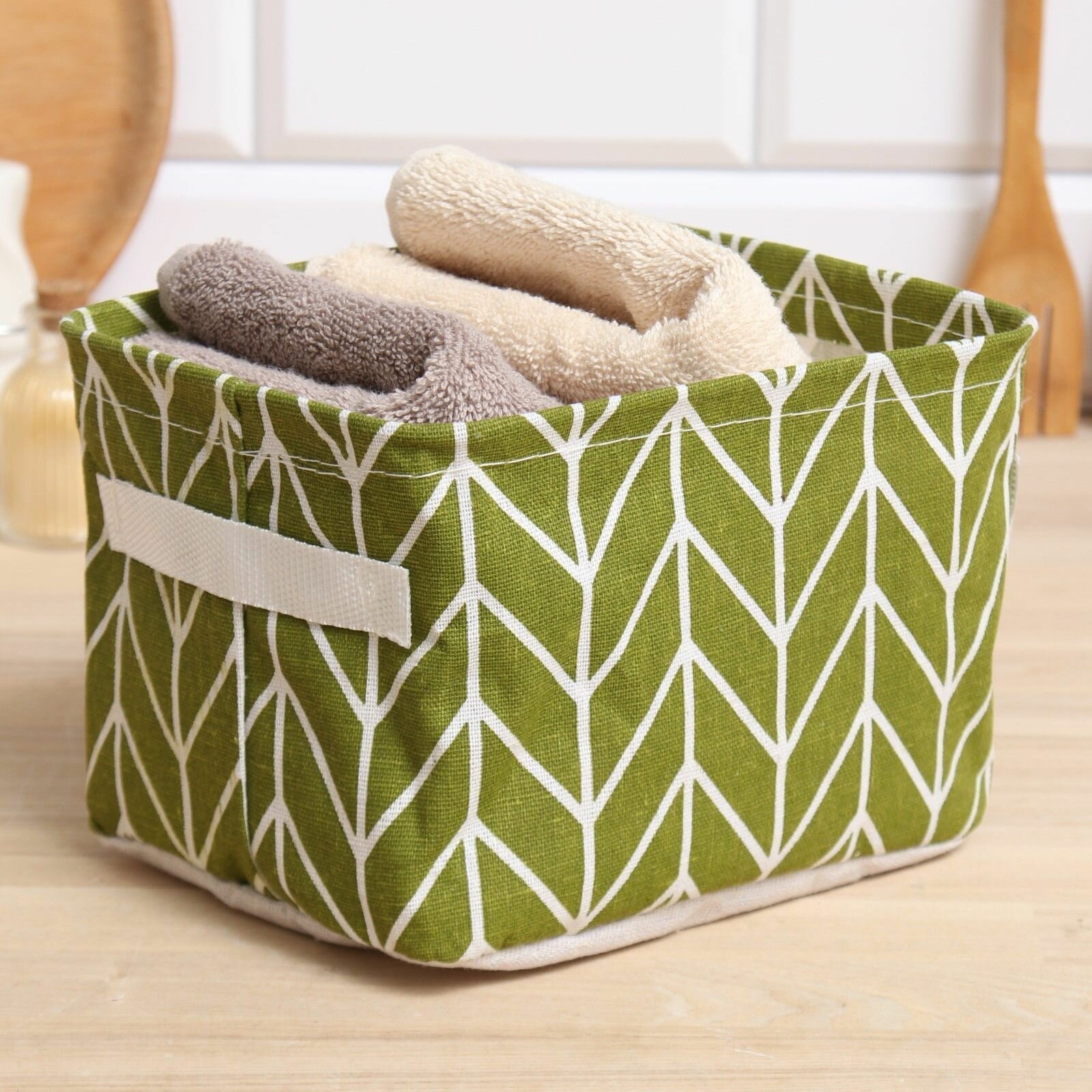 фото Текстильная корзинка цвет зеленый, 12*15*20 см
