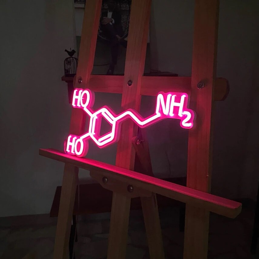 Неоновый светильник Elmarto Молекула дофамина, 30х15 см, розовый