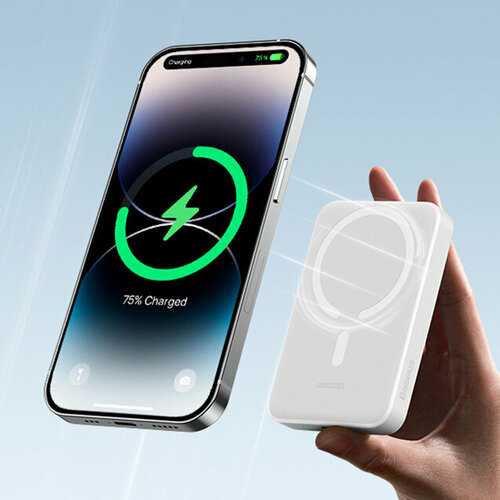 Внешний аккумулятор Power Bank 10000mAh 20W с беспроводной зарядкой Baseus Magnetic Mini Air Wireless Fast Charge, с кабелем Type-C, белый внешний аккумулятор с беспроводной зарядкой baseus magnetic mini air wireless fast charge power bank 6000mah 20w с кабелем type c черный