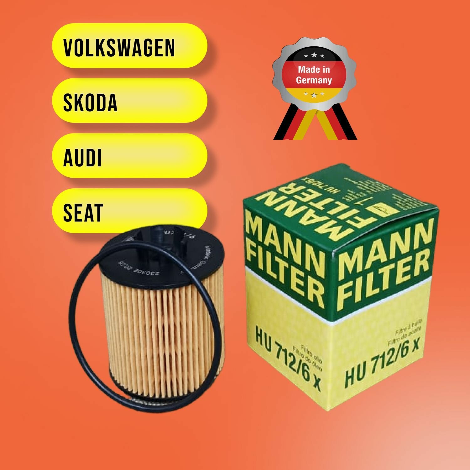 Фильтр масляный MANN-FILTER HU 712/6 x VOLKSWAGEN, SKODA, SEAT, AUDI