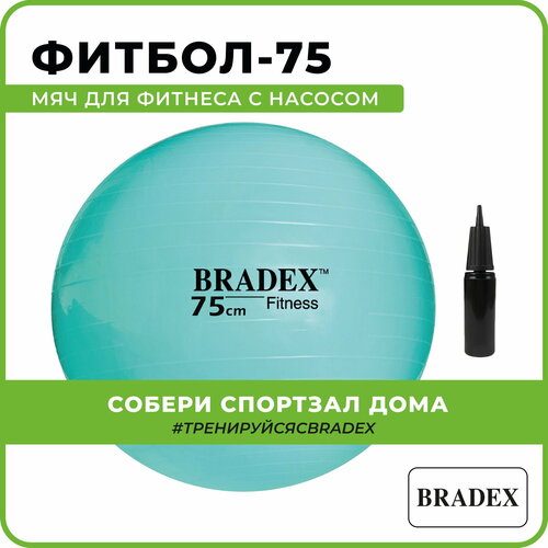 Мяч для фитнеса «ФИТБОЛ-75» с насосом, мятный мячи bradex мяч для фитнеса фитбол 75 насосом