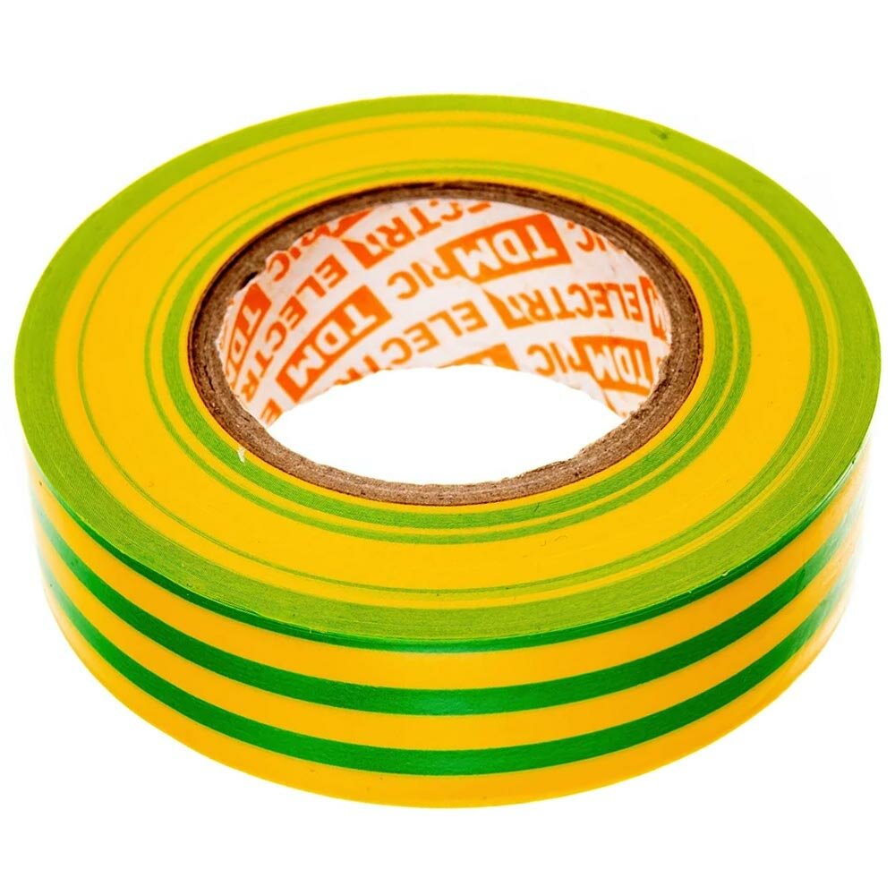 Изолента ПВХ 015х19мм желто-зеленая 20м TDM {SQ0526-0007}