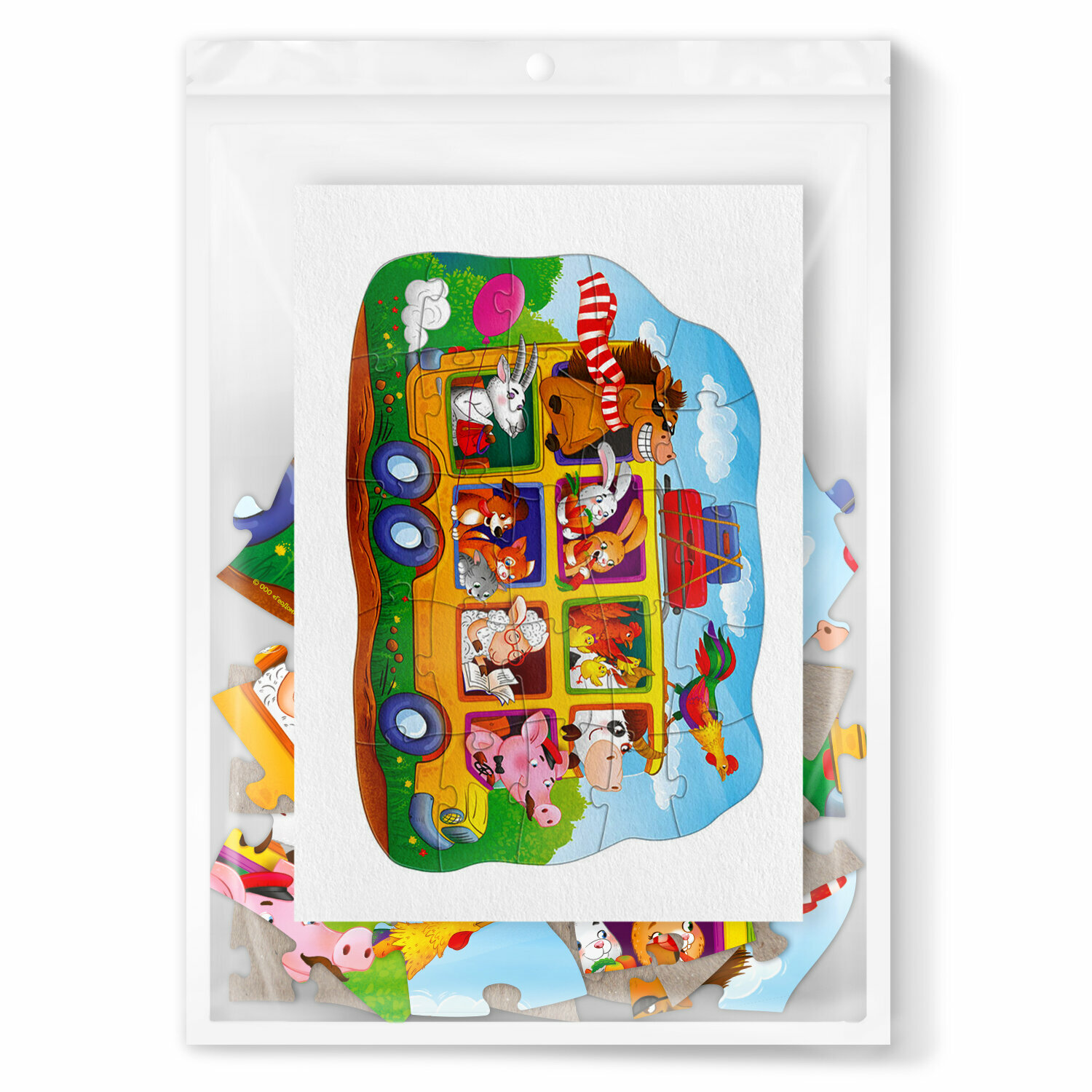 Макси-пазлы для малышей в пакете 3+ "Зверотур Автобус" 25 деталей