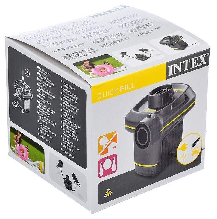Насос воздушный электрический 220/12В три насадки в комплекте Intex 66634
