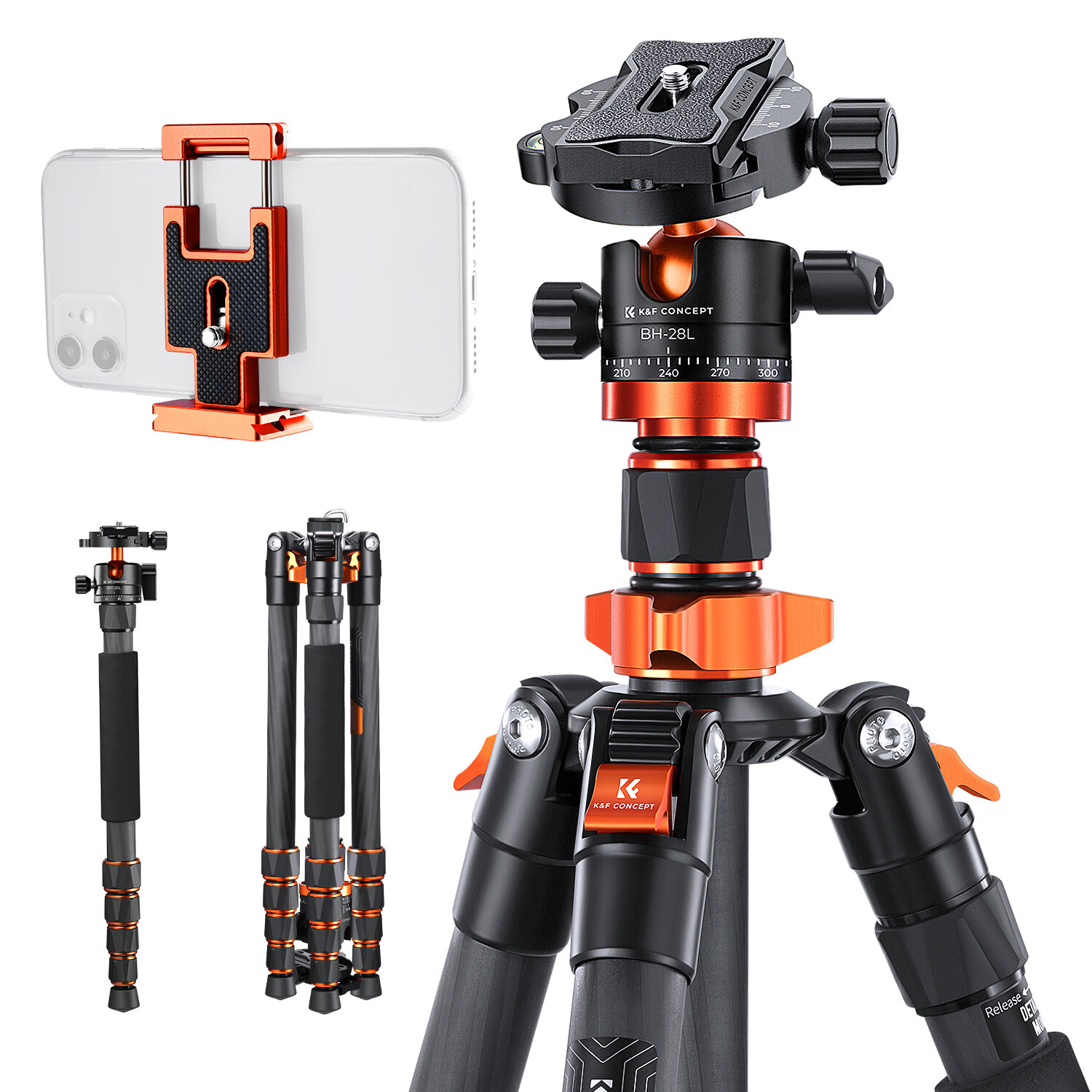 Штатив K&F Concept KF09.093V2 D255C4 + BH-28L
