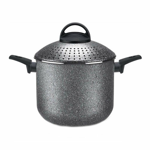 Алюминиевая кастрюля с антипригарным покрытием и крышкой PastaSi, 20 см, 5 л, серый/черный, серия Biostone Vesuvius, Pensofal, PEN 8019-A серый, черный, серый