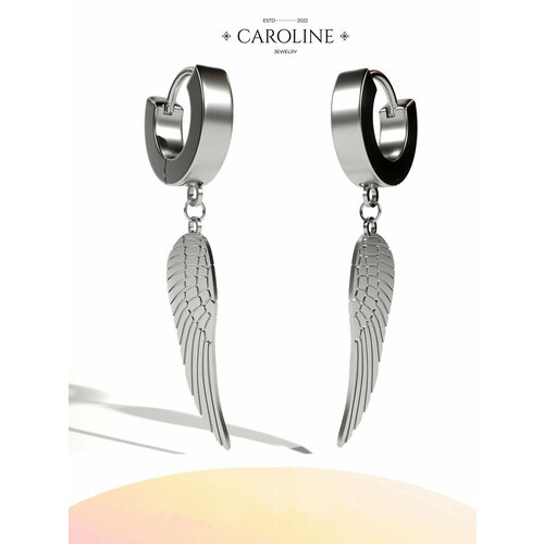 фото Серьги конго caroline jewelry, кристалл, серебряный