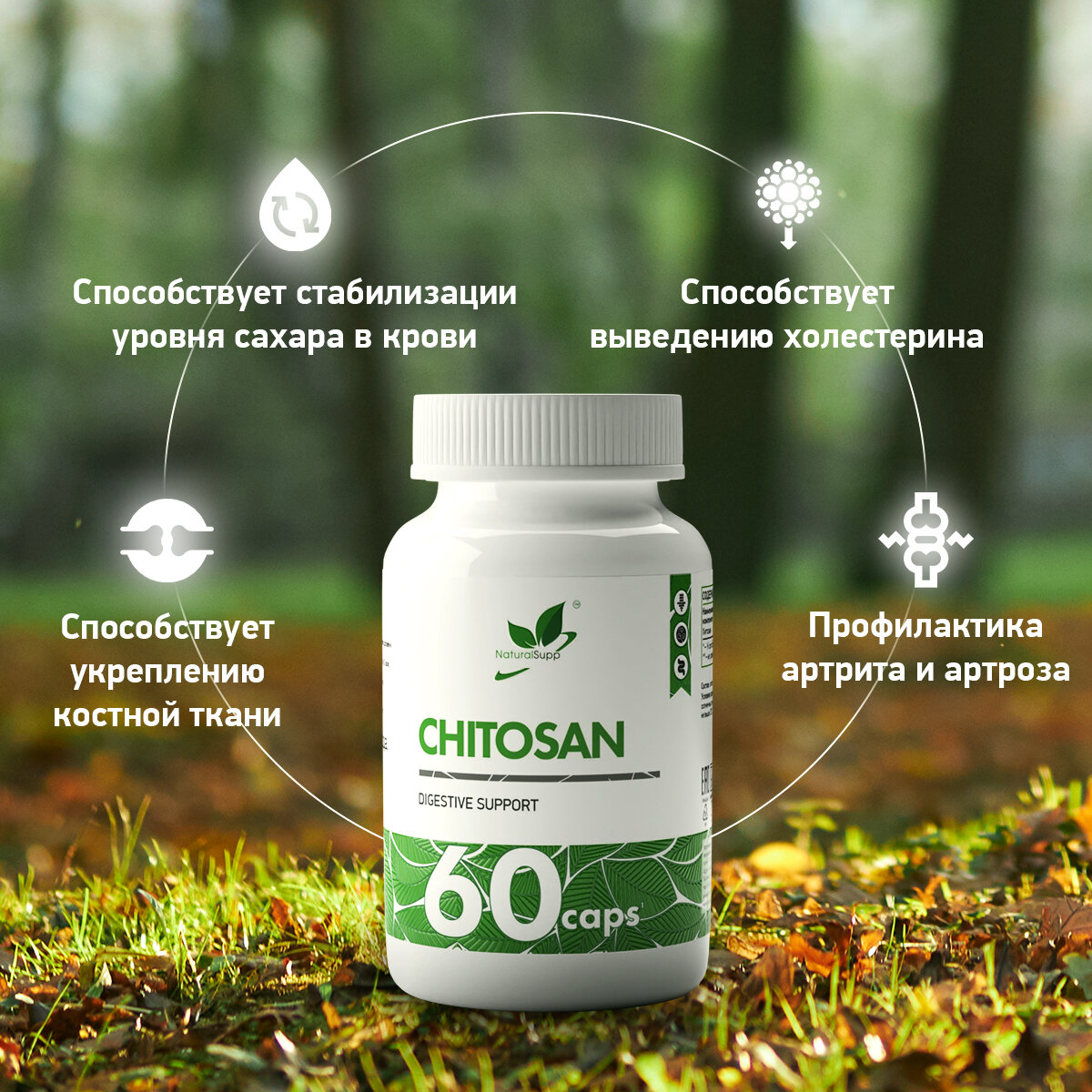 Изображение Хитозан NaturalSupp Для похудения Детокс Жиросжигатель 60 капсул