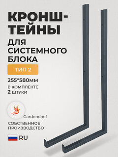 Изображение товара Кронштейн (255х580) для системного блока (ПК) компьютера на стену/стойка. Проф труба 20х20. 2 шт. GardenChef