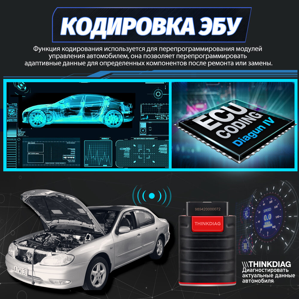 THINKCAR Thinkdiag Двунаправленный сканер OBD2 Диагностический инструмент (новая версия) +Удлинительный кабель — фото 1
