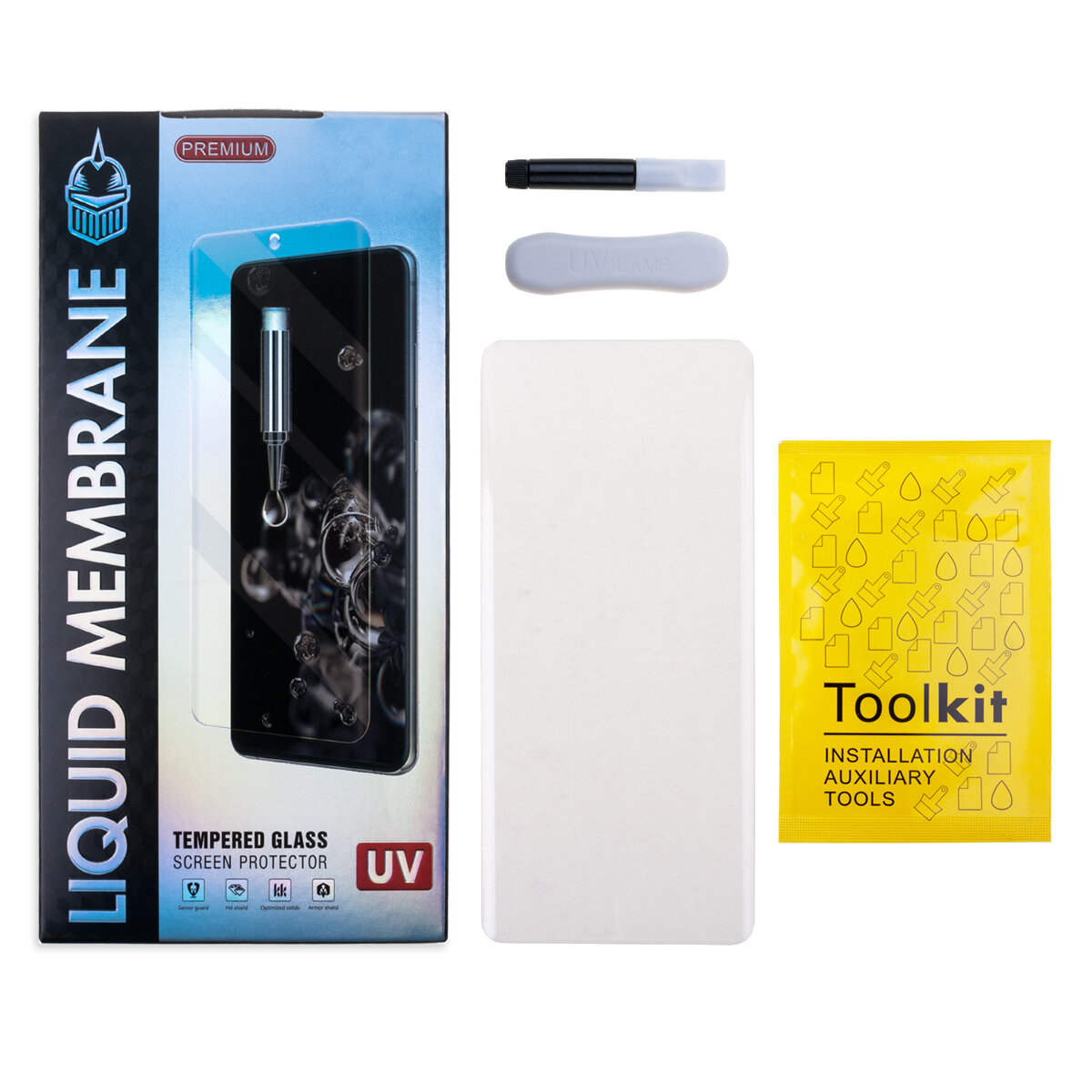 Защитное стекло для Infinix Zero 30 X6731B, 30 5G X6731, 40 5G X6861, Hot 60 Pro+ X6886 (2.5D/UV комплект-клей, лампа) в блистере — фото 1