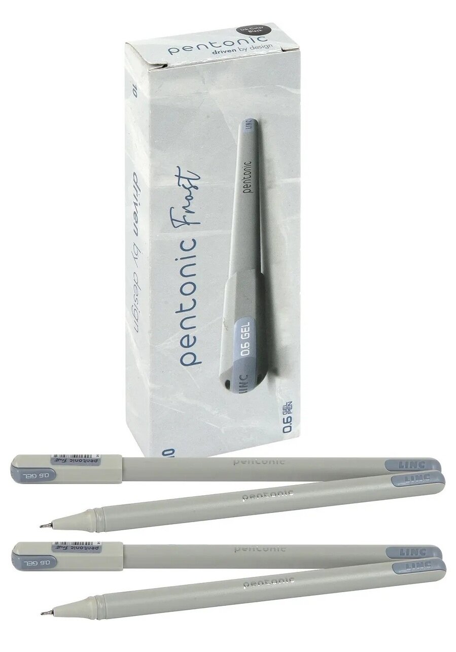 Ручки гелевые LINC Pentonic Frost серые 4 шт, черные чернила (863-K)