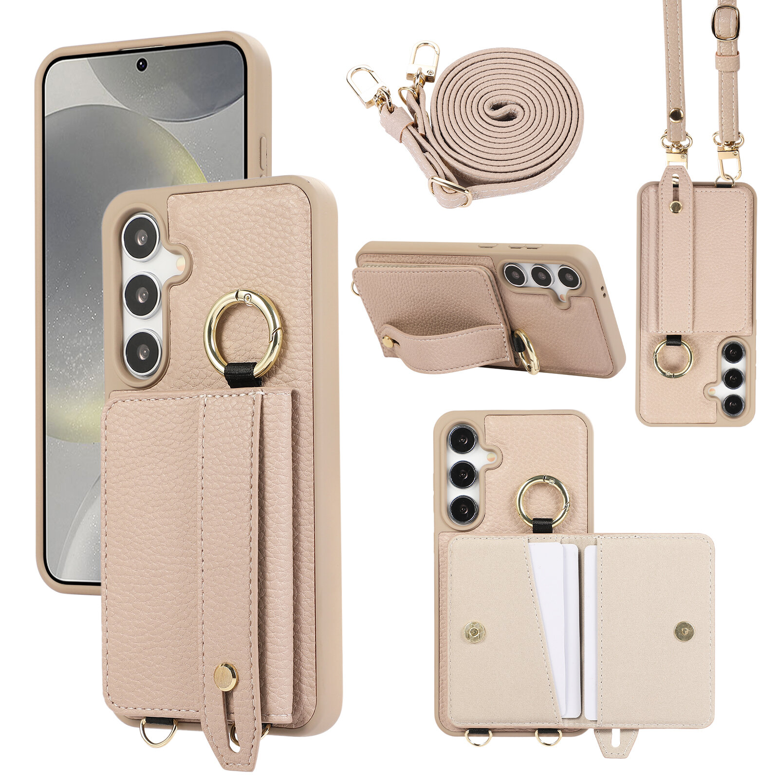 Подходит для Samsung Galaxy S25 Plus/Самсунг Галакси S25+ Модный кошелек на запястье, сумка-кошелек с длинным ремешком, S25+, подставка, soft touch,360° Полная защита, резина, пластик, искусственная кожа,
