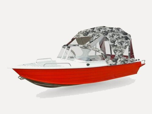 Изображение товара Wyatboat-430 Pro. Тент ходовой с дугами скреплениями на штатное стекло(Т-паз)