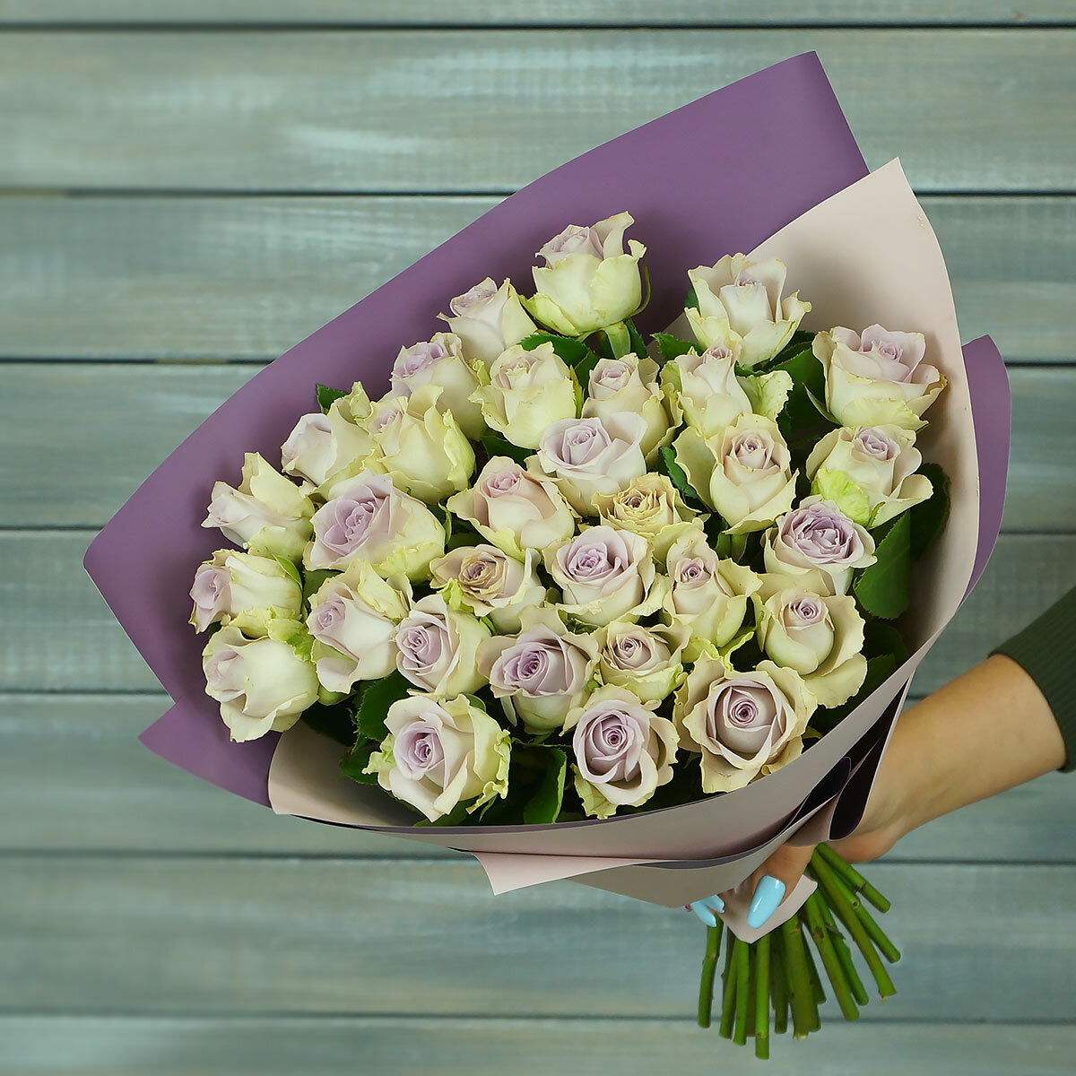 Монобукет Букет Маркет "Кения" 31 роза высота 40см сиреневый