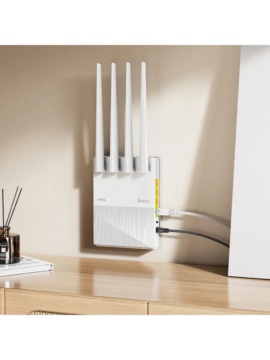 Роутер Hoco HI31 Wi-Fi5 Wireless Router 2.4G, 1200 Mbps, 4 антенны, EU, Белый