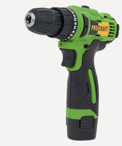 Изображение товара Дрель-шуруповёрт ProCraft PA-12LI Compact, 12В, 2 аккумулятора, 1,5Ач
