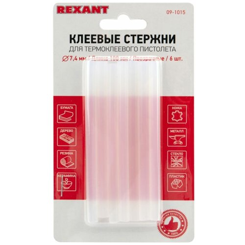 Клеевые стержни Rexant 7х100 мм прозрачные 6 шт. 09-1015