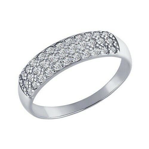 Кольцо помолвочное Diamant online, белое золото, 585 проба, фианит, размер 18, серебристый