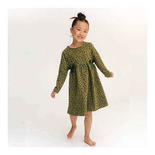 Платье Artie леопардовое для девочки,цвет-хаки,размер 104