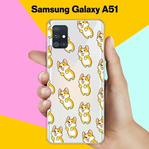 Силиконовый чехол Узор из корги на Samsung Galaxy A51 силиконовый чехол узор из цветов на samsung galaxy a51