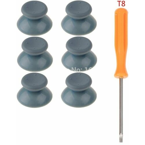 Аналоговые стики - грибки на геймпад джойстик 6 штук отвертка torx T8 для 3D стиков Xbox 360 серые накладки 55000₽